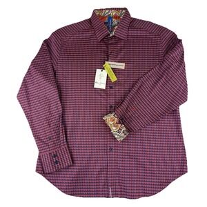 Robert Graham DOGWOOD Multicolored Egyptian Cotton Geometric Shirt Size XL NWT